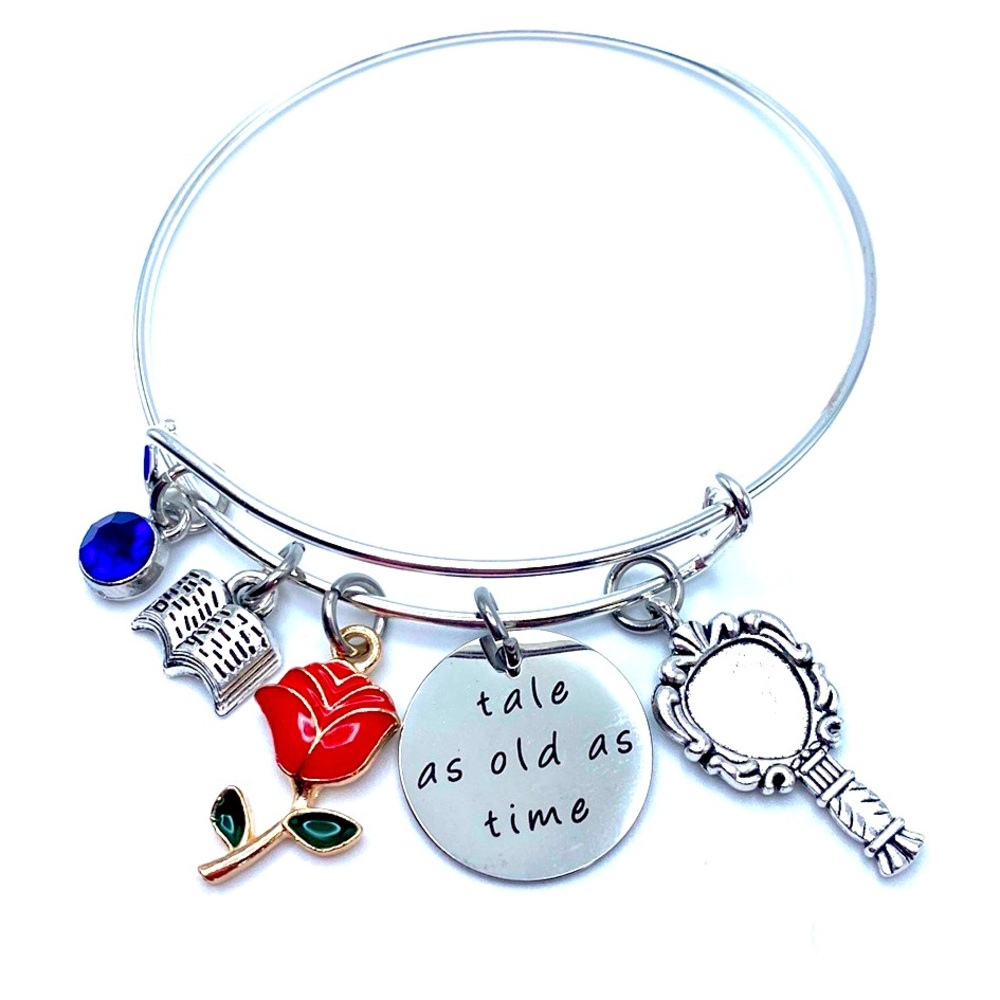 Fairytale Bracelet Tale As Old As Time Rose Book Mirror Beauty And The Beast